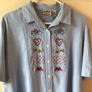 Vtg Separateissue Embroidery Short Sleeve Shirt
